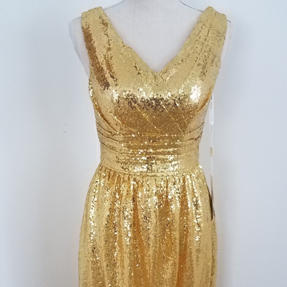 yellow gold sequin dress